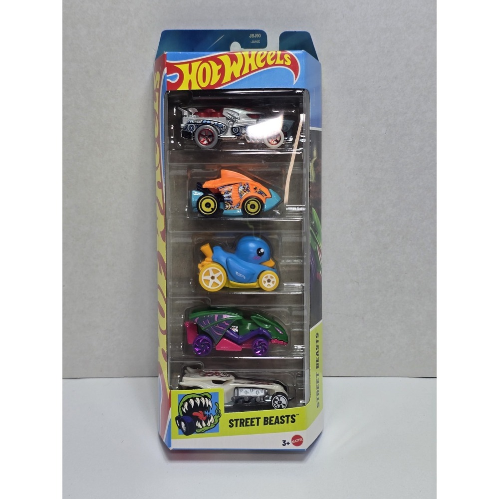 Hot Wheels 2025 Street Beasts 5 Pack with The RARE Duck N' Roll Blue